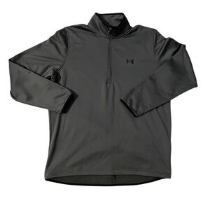 Under Armour Men’s Large Gray Quarter Zip Pullover ColdGear –‎ Black Piping